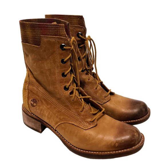 Timberland Shoes - TIMBERLAND + Pendleton Leather Lace-Up Hiking Boots 9.5 Tan Plaid Distressed